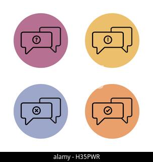speak bubble simple flat icon in color circle Stock Vector
