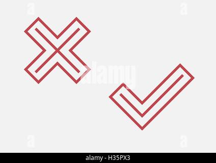 red check and cross symbol Stock Vector