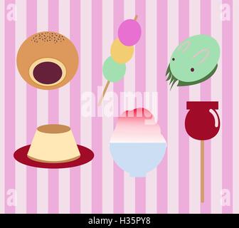 cute japanese  traditional sweet food Stock Vector