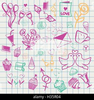 valentine-s-day-doodle set Stock Vector