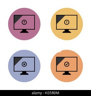 monitor simple flat icon in color circle Stock Vector