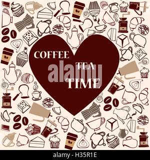 Cofffe and tea time  cute seamless pattern Stock Vector