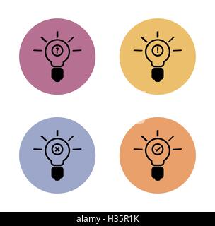 bulb simple flat icon in color circle Stock Vector