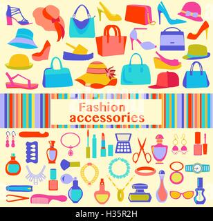 Background  of  fashion Women accessories Stock Vector