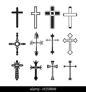 Vector christian cross icons Stock Vector