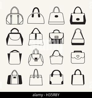 Collection of different  Women and men handbags Stock Vector
