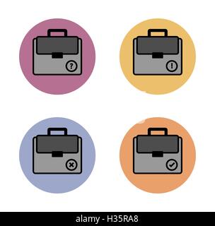 briefcase simple flat icon in color circle Stock Vector