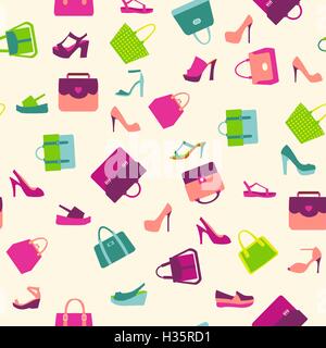 fashion Women bags handbags and summer shoes Stock Vector