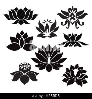 Lotus flowers  Tattoo - Illustration on white background Stock Vector