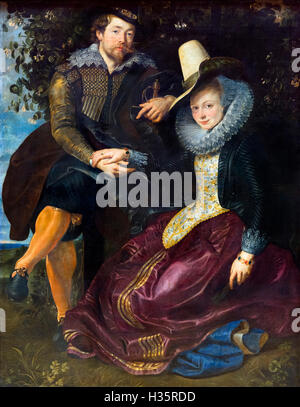 The Honeysuckle Bower, a self-portrait of the painter Peter Paul Rubens (1577-1640) and his first wife, Isabella Brant (1591-1626). Oil on canvas, c.1609. Stock Photo