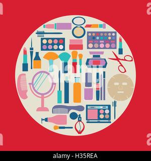 pattern MakeUp and beauty cosmetic Symbols pattern Stock Vector