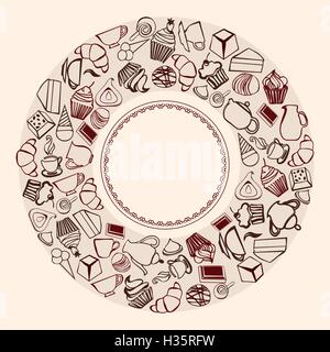 Desserts Round Background - Illustration Stock Vector
