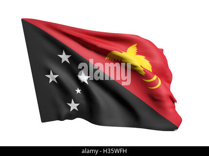 3d rendering of  Independent State of Papua New Guinea flag waving Stock Photo