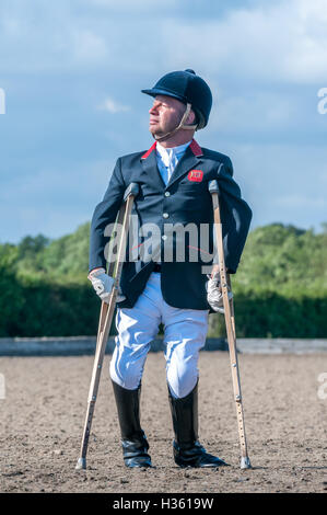 Lee Pearson, paralympian dressage competitor, at Hickstead Showground in West Sussex. Stock Photo