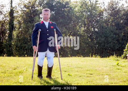 Lee Pearson, paralympian dressage competitor, at Hickstead Showground in West Sussex. Stock Photo