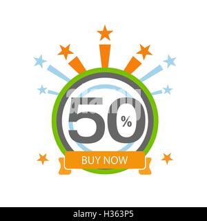 Fifty symbol, years, anniversary logo, discount Stock Vector