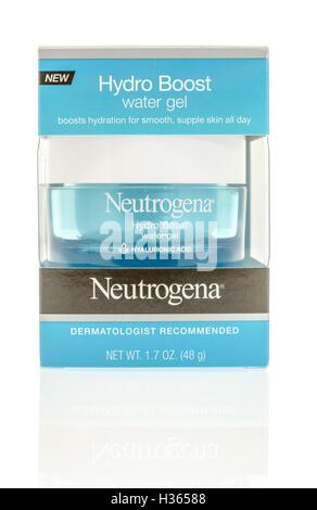 Winneconne, WI - 7 September 2016:  Package of Neutrogena hydro boost water gel on an isolated background. Stock Photo