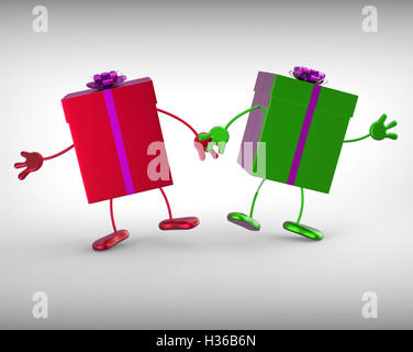 Presents Mean Receiving And Unwrapping Xmas Or Birthday Gift Stock Photo