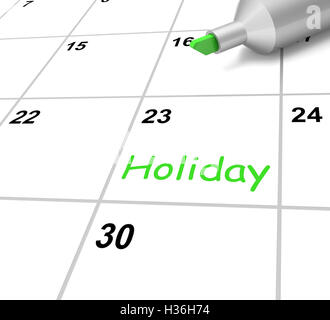 Holiday Calendar Shows Downtime And Day Off Stock Photo