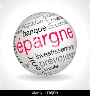 French savings theme sphere vector with keywords Stock Vector