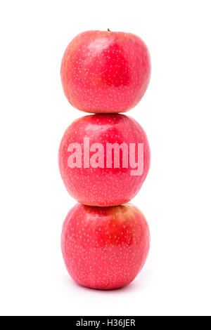 stack of three apples isolated Stock Photo