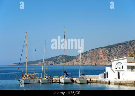 Berthed yachts Assos Kefalonia Ionian Islands Greece Stock Photo