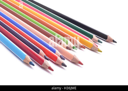 colored crayons isolated on white Stock Photo