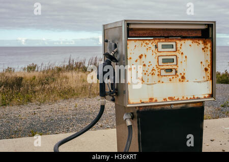 Old dirty gas station, symbolizing the end of fossil energy Stock Photo