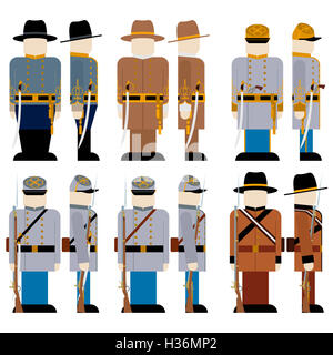 The Armed Forces of the Confederate army in the Civil War the United States. The illustration on a white background. Stock Photo