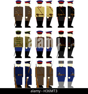 Uniforms and insignia in the GPU and the NKVD of the USSR. The illustration on a white background. Stock Photo
