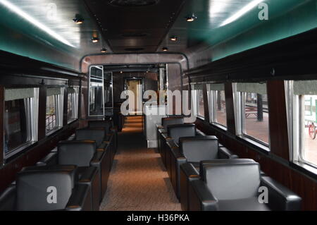 The lounge car on the Western Maryland Scenic Railroad in Cumberland, Alleghany County, Maryland, US Stock Photo