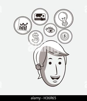 economy related icons line design image Stock Vector