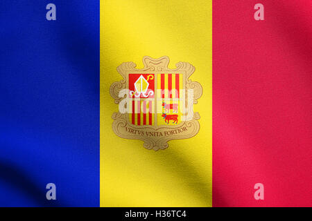 Andorran national official flag. Patriotic symbol, banner, element, background. Accurate dimensions. Correct size, colors. Stock Photo