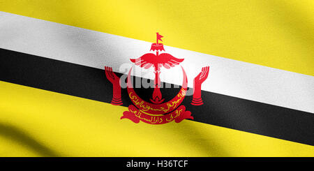 Bruneian national official flag. Patriotic symbol, banner, element, background. Accurate dimensions. Correct size, colors. Stock Photo