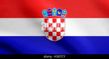 Croatian national official flag. Patriotic symbol, banner, element, background. Accurate dimensions. Correct size, colors. Stock Photo