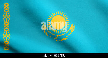 Kazakhstani national official flag. Patriotic symbol, banner, element, background. Accurate dimensions. Correct size, colors. Stock Photo