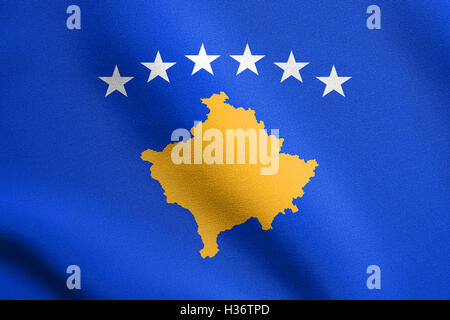 Kosovan national official flag. Patriotic symbol, banner, element, background. Accurate dimensions. Correct size, colors.
