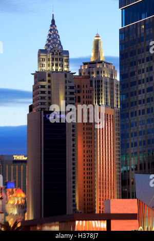 The twilight view of New York New York Hotel & Casino in Las Vegas.Nevada.USA Stock Photo