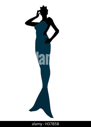 Little Mermaid Silhouette Illustration Stock Photo