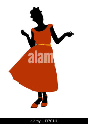 African American Prom Girl Illustration Silhouette Stock Photo