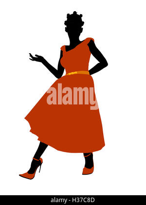 African American Prom Girl Illustration Silhouette Stock Photo