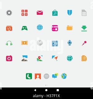 Vector Illustration of Colorful Smartphone Apps and User Interface Icons Stock Vector