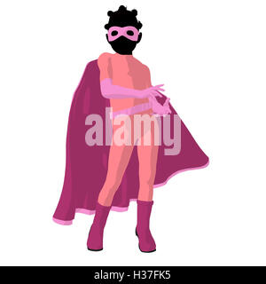 African American Super Hero Girl Illustration Silhouette Stock Photo