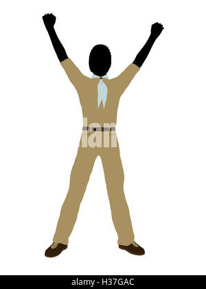 African American Boy Scout Illustration Silhouette Stock Photo