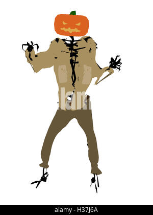 Halloween Scarecrow Art Illustration Silhouette Stock Photo