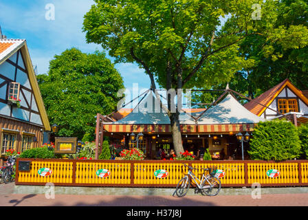 Terrace, Steffani pizzeria, Nikolai street, old town, Parnu, Estonia, Baltic States, Europe Stock Photo