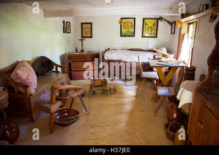 Living room from 19th century, Ethnographic Park, Muzeum Etnograficzne, museum of thnography, Torun, Pomerania, Poland Stock Photo