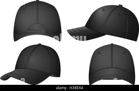 Baseball caps set on a white background. Stock Vector