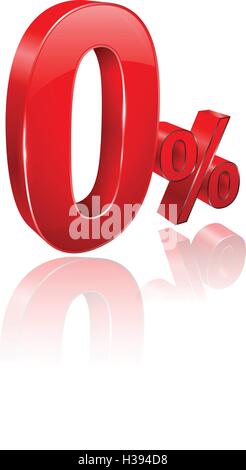 Red Zero percent 3D style. Vector illustration. Can use for promotion advertising pay by installments. Stock Vector