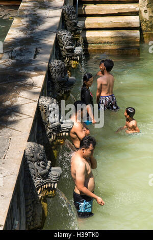 Indonesia, Bali, Banjar, Air Panas (volcanic Hot Spring) local people bathing in holy swimming pool